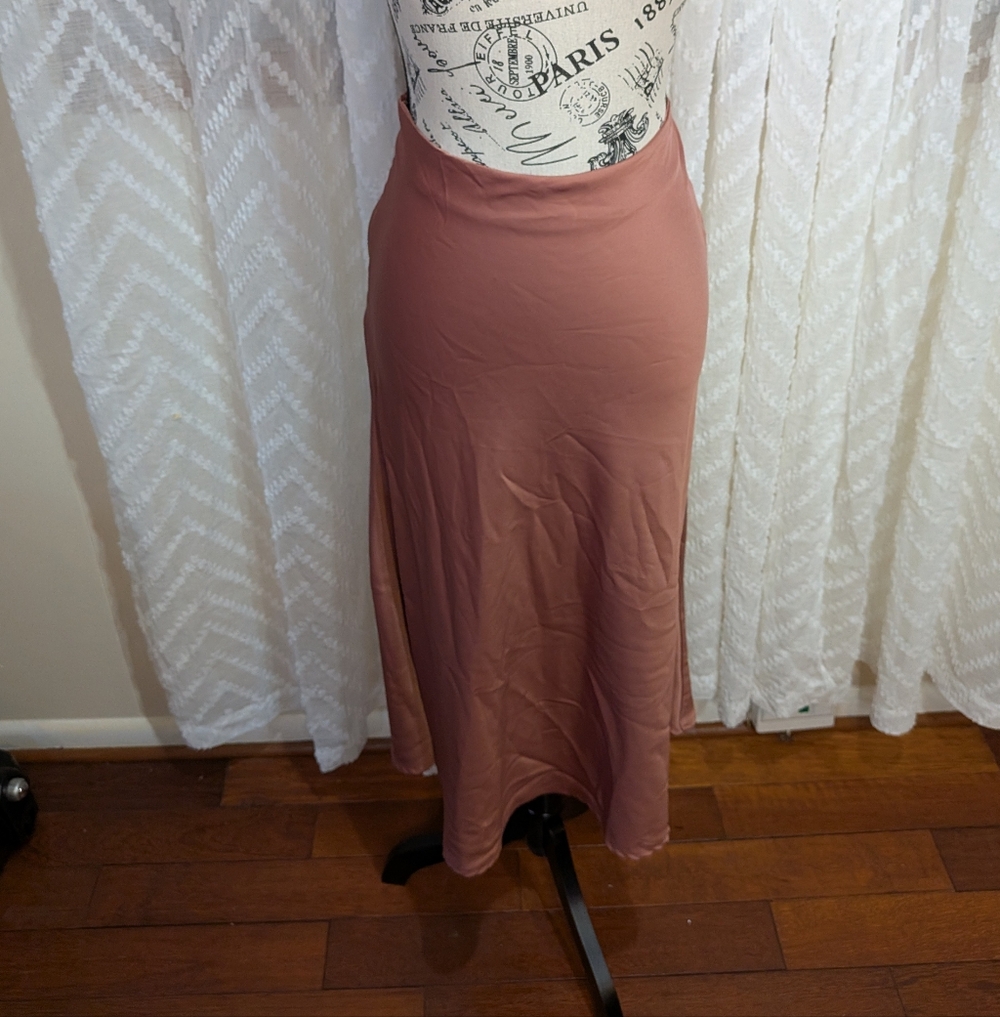 Silk Blush Maxi Skirt Mauve